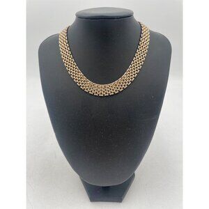 Vintage Gold Tone Mesh Chain Necklace Secure Clasp Layers Easily Classic Style